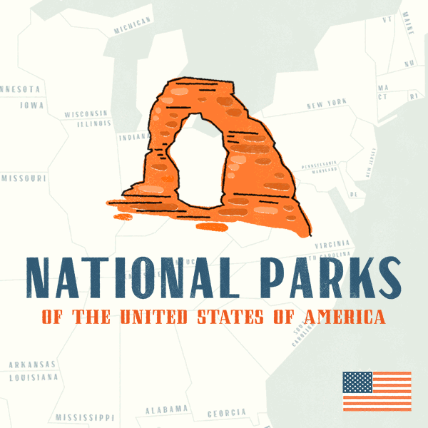 US National Parks Map and Icons