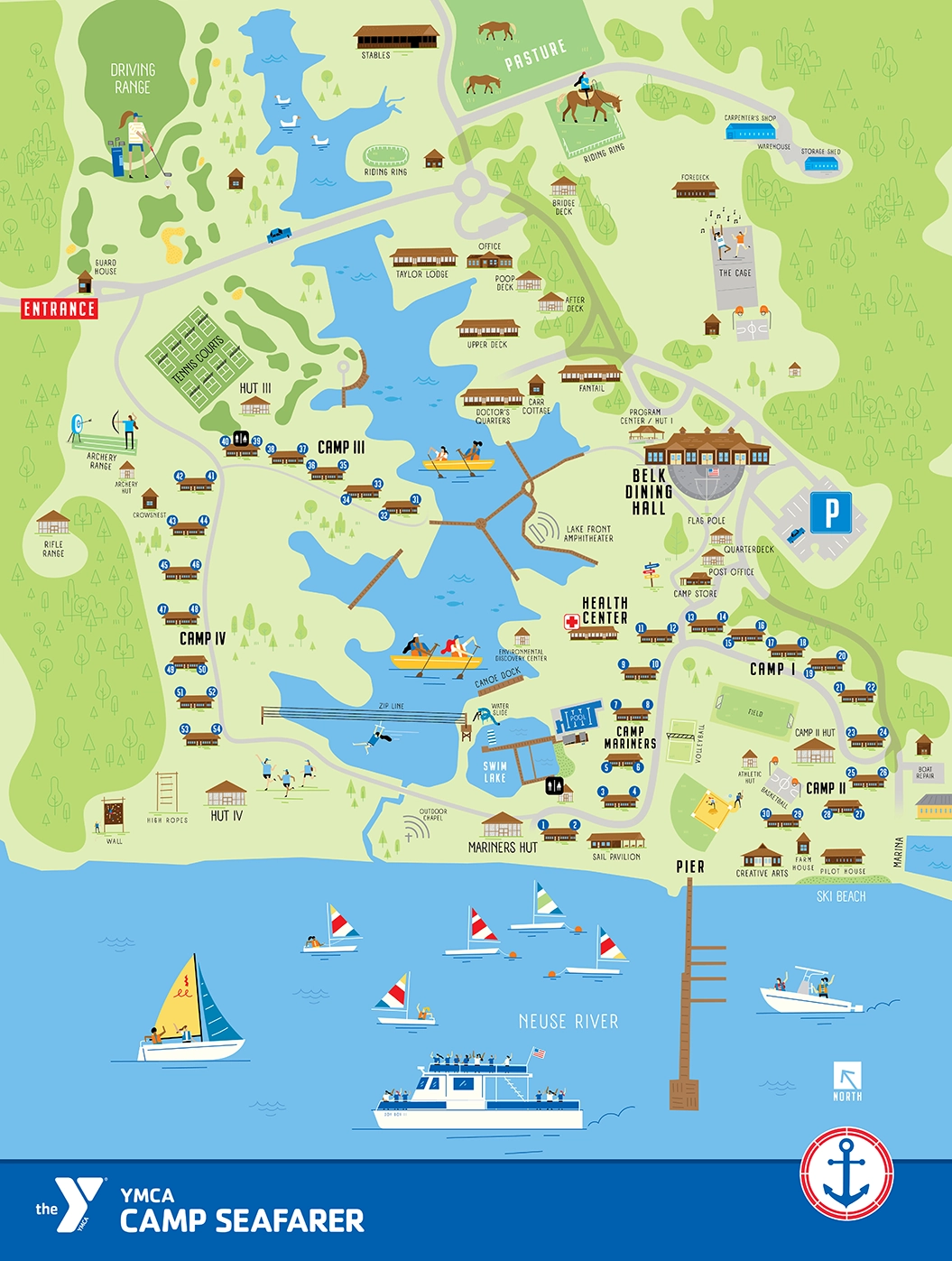 YMCA Camp Seafarer Wayfinding Map