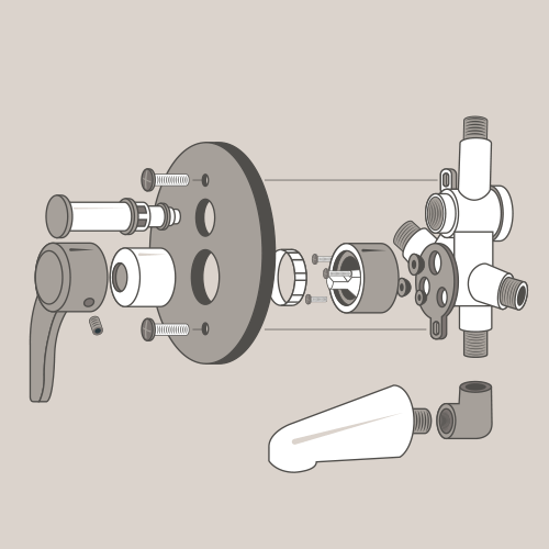 Exploded View of a Shower Valve
